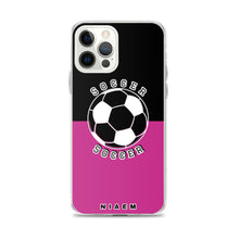 Load image into Gallery viewer, Soccer iPhone Case (Black &amp; Pink)