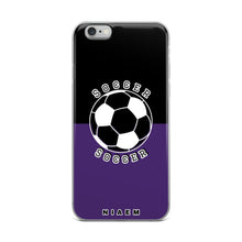 Load image into Gallery viewer, Soccer iPhone Case (Black &amp; Purple)