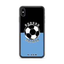 Load image into Gallery viewer, Soccer iPhone Case (Black &amp; Blue 1)