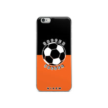 Load image into Gallery viewer, Soccer iPhone Case (Black &amp; Orange)