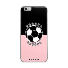 Load image into Gallery viewer, Soccer iPhone Case (Black &amp; Pink 3)